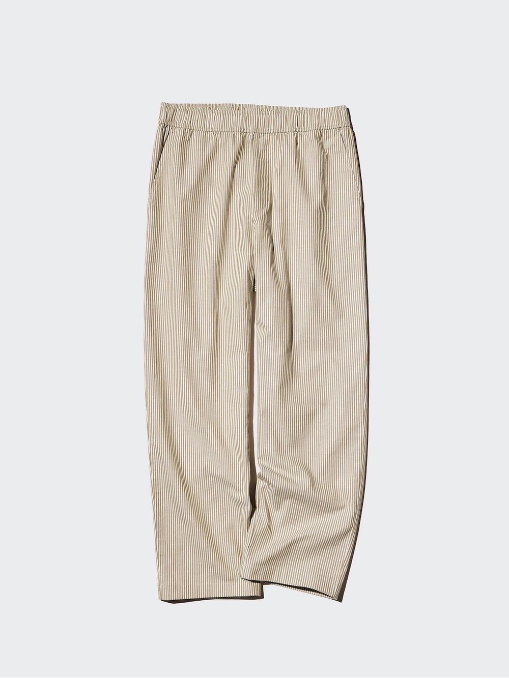 Uniqlo Casual Pull-On Pants in kaki-beige Pinstripe